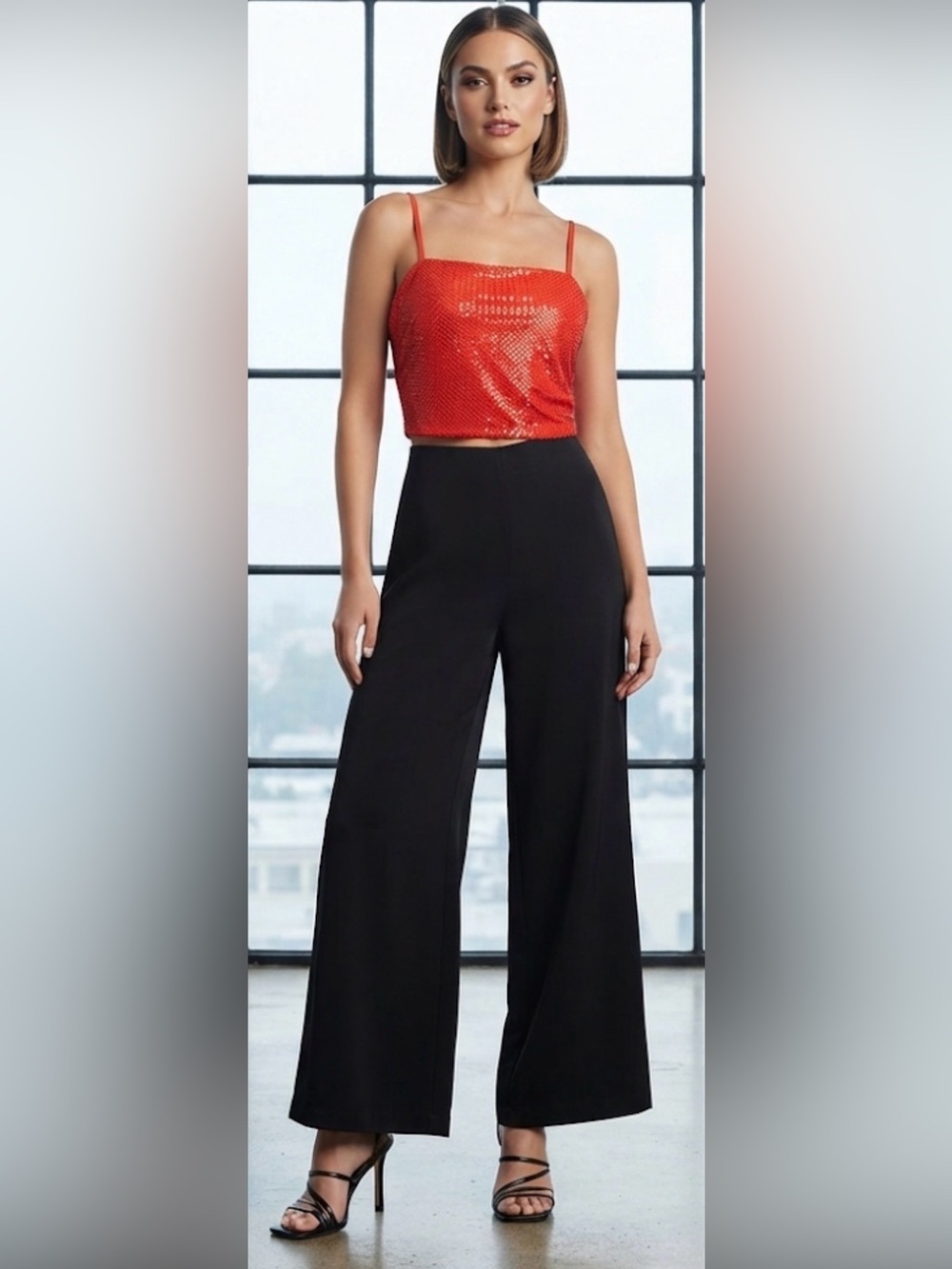 Derek Heart Red Sequin Women's Top
